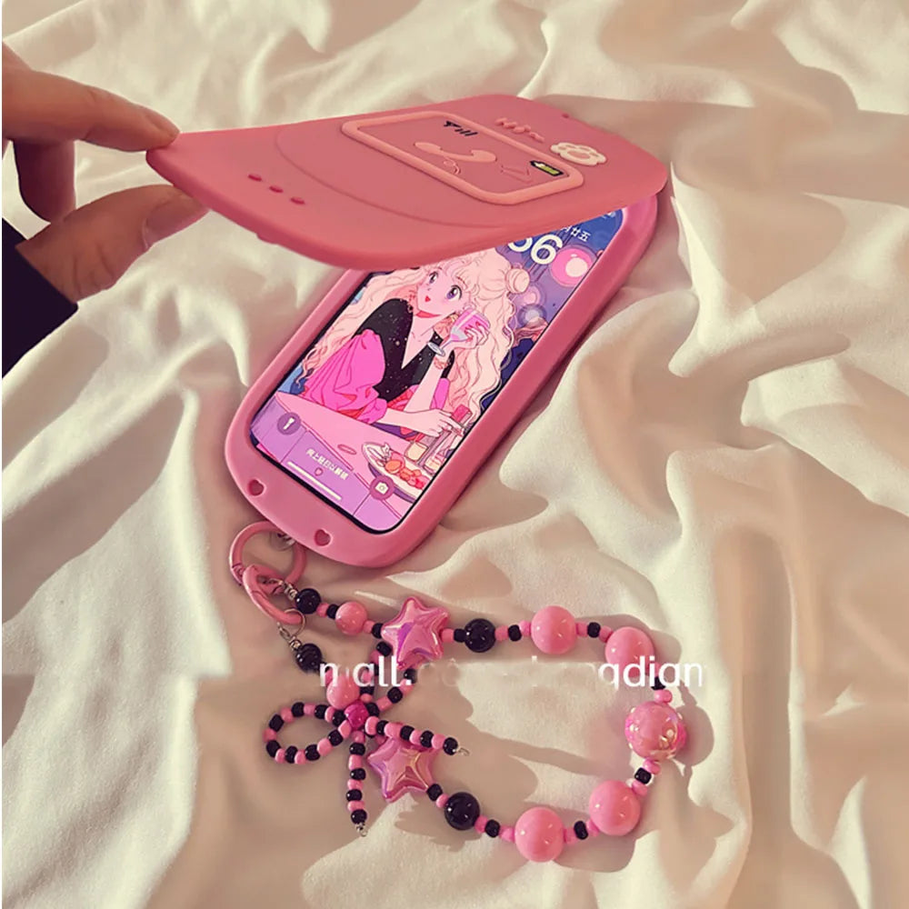 Kawaii iPhone Case w/ Bracelet Strap & Mirror