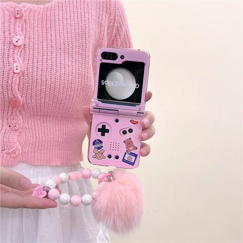 Kawaii Samsung Galaxy Z Flip Phone Case w/ Bracelet