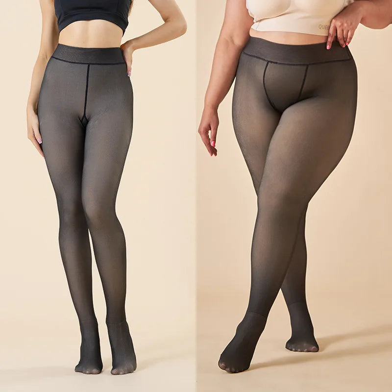 Thick Thermal Tights Leggings Women Winter Fleece Velvet Thermo Stockings High Waist Elastic Slim Sexy Translucent Pantyhose