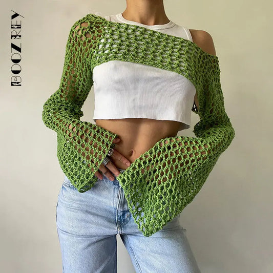 Long Sleeve Knitted Crop Top
