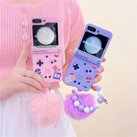 Kawaii Samsung Galaxy Z Flip Phone Case w/ Bracelet