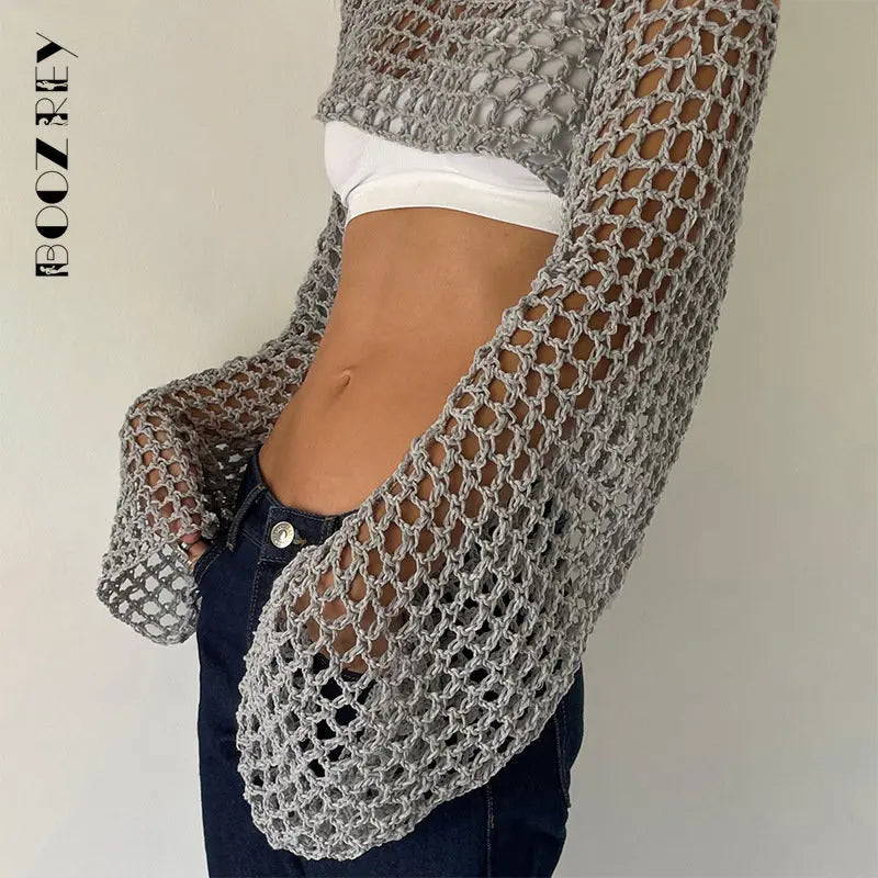 Long Sleeve Knitted Crop Top