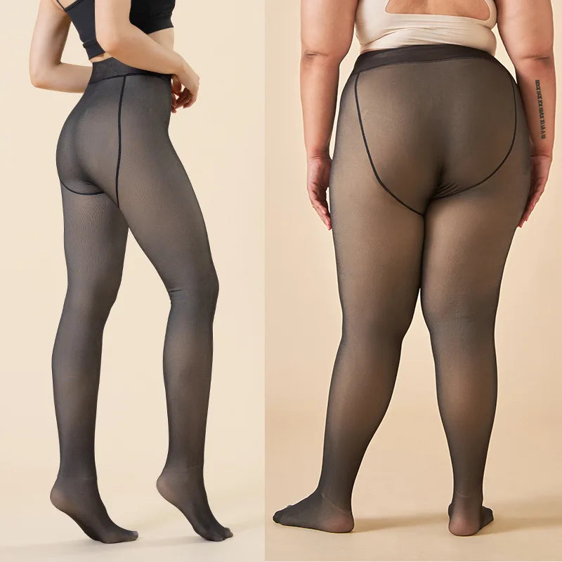 Thick Thermal Tights Leggings Women Winter Fleece Velvet Thermo Stockings High Waist Elastic Slim Sexy Translucent Pantyhose