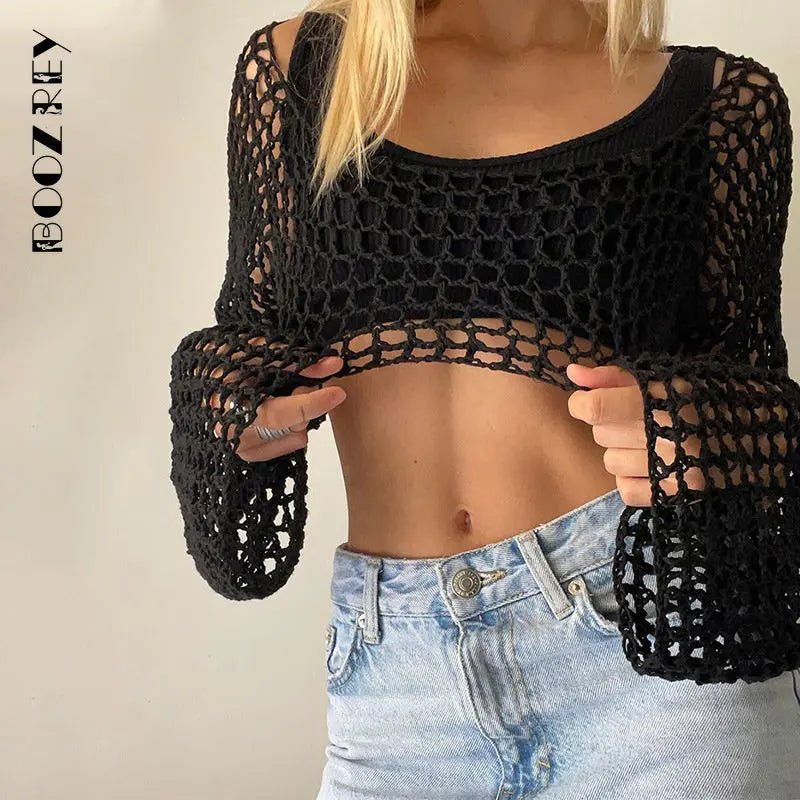 Long Sleeve Knitted Crop Top