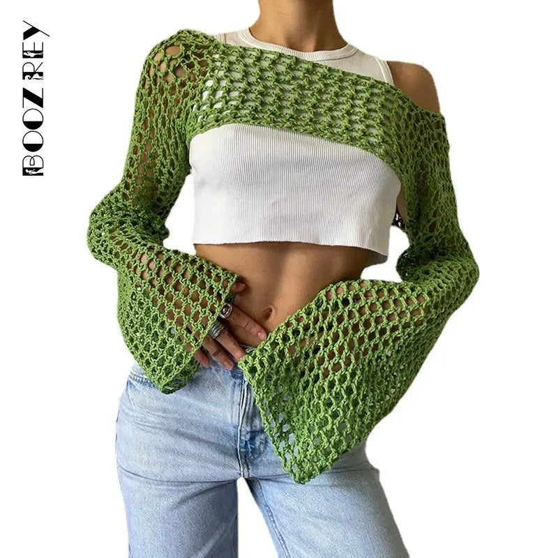 Long Sleeve Knitted Crop Top