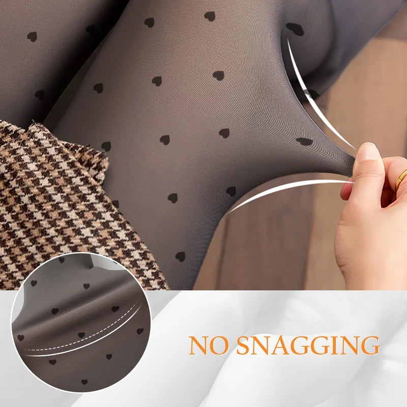 Warm Polka Dot Tights Women Pantyhose Skin Effect Thermal Stockings Woman Winter Fleece Leggings Insulated Sock Pants