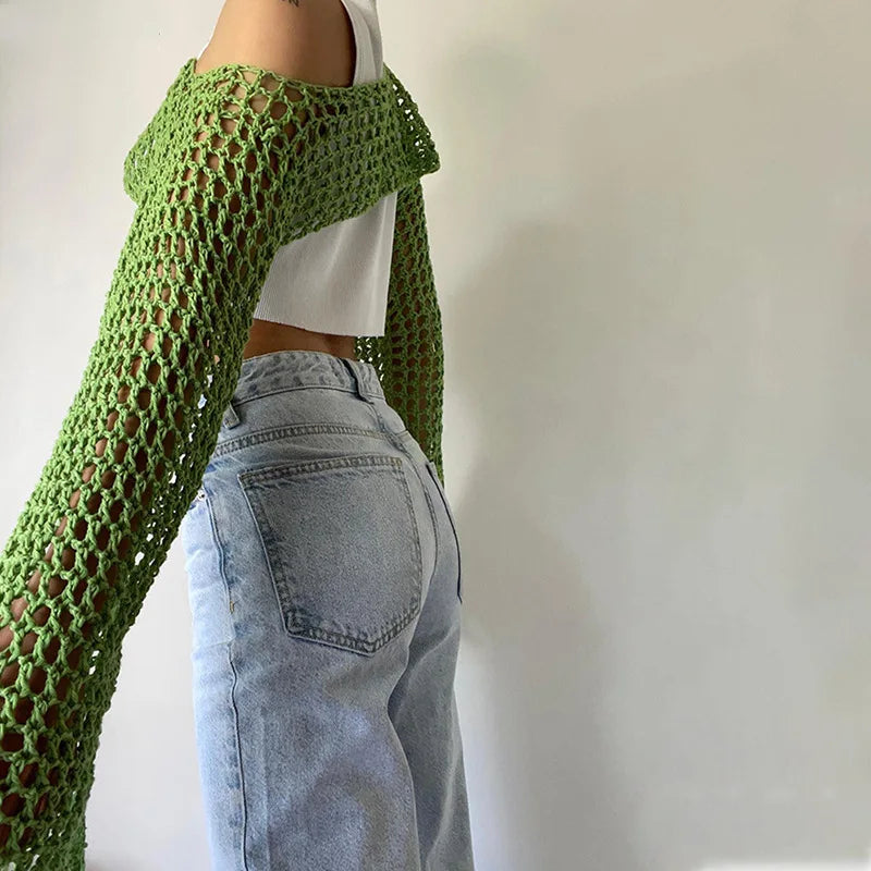 Long Sleeve Knitted Crop Top