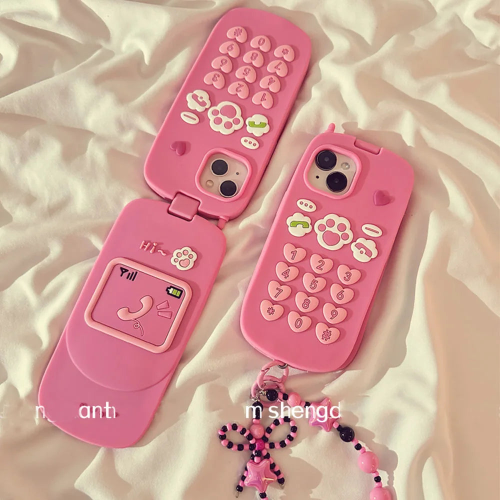 Kawaii iPhone Case w/ Bracelet Strap & Mirror